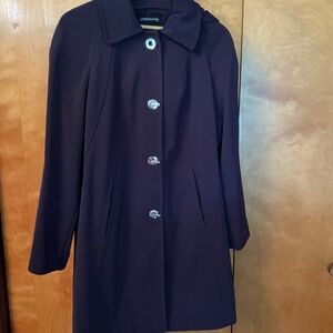 London Fog Hooded Raincoat Deep Purple Size S
